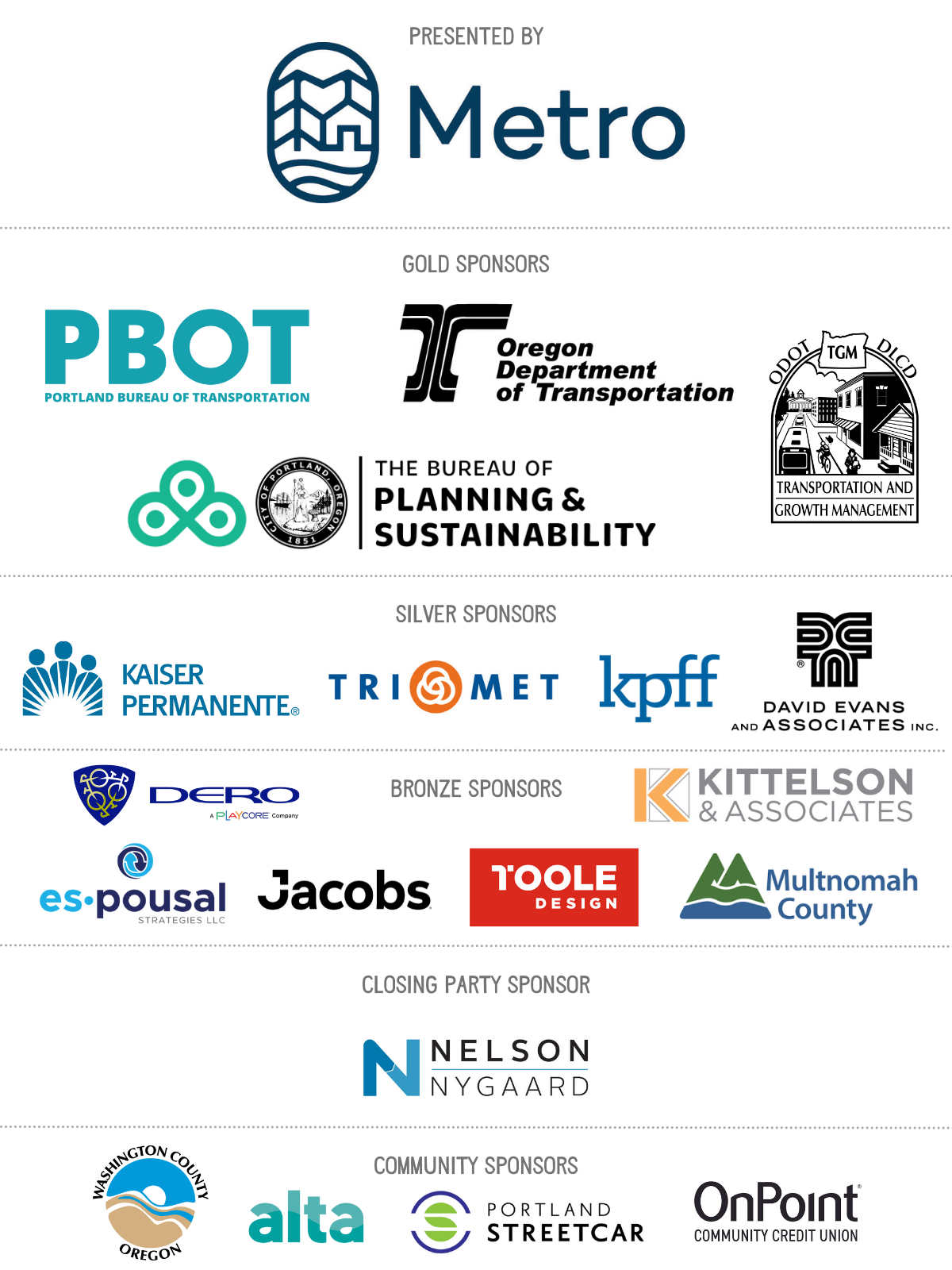 2022 Oregon Active Transportation Summit sponsors